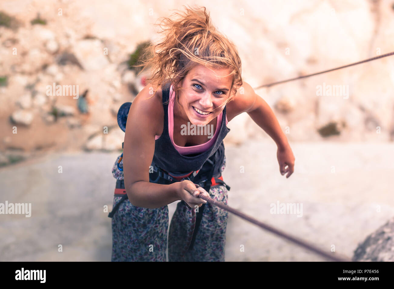 Kletterer Klettern, Yosemite National Park, United States Stockfoto