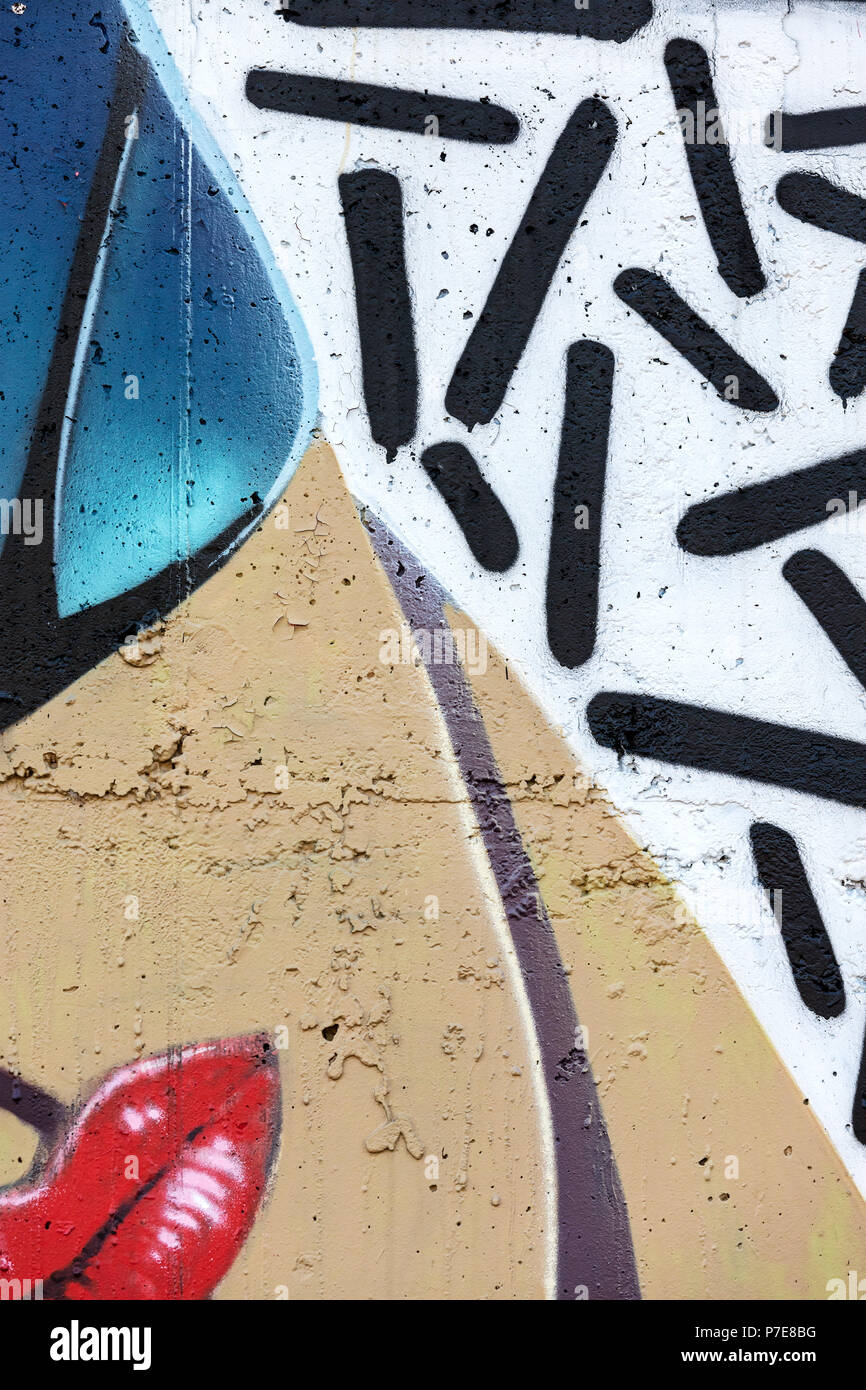 MINSK, Weißrussland - April 13, 2018: bunte Graffiti an der Wand. Zeitgenössische Kunst Hintergrund Stockfoto