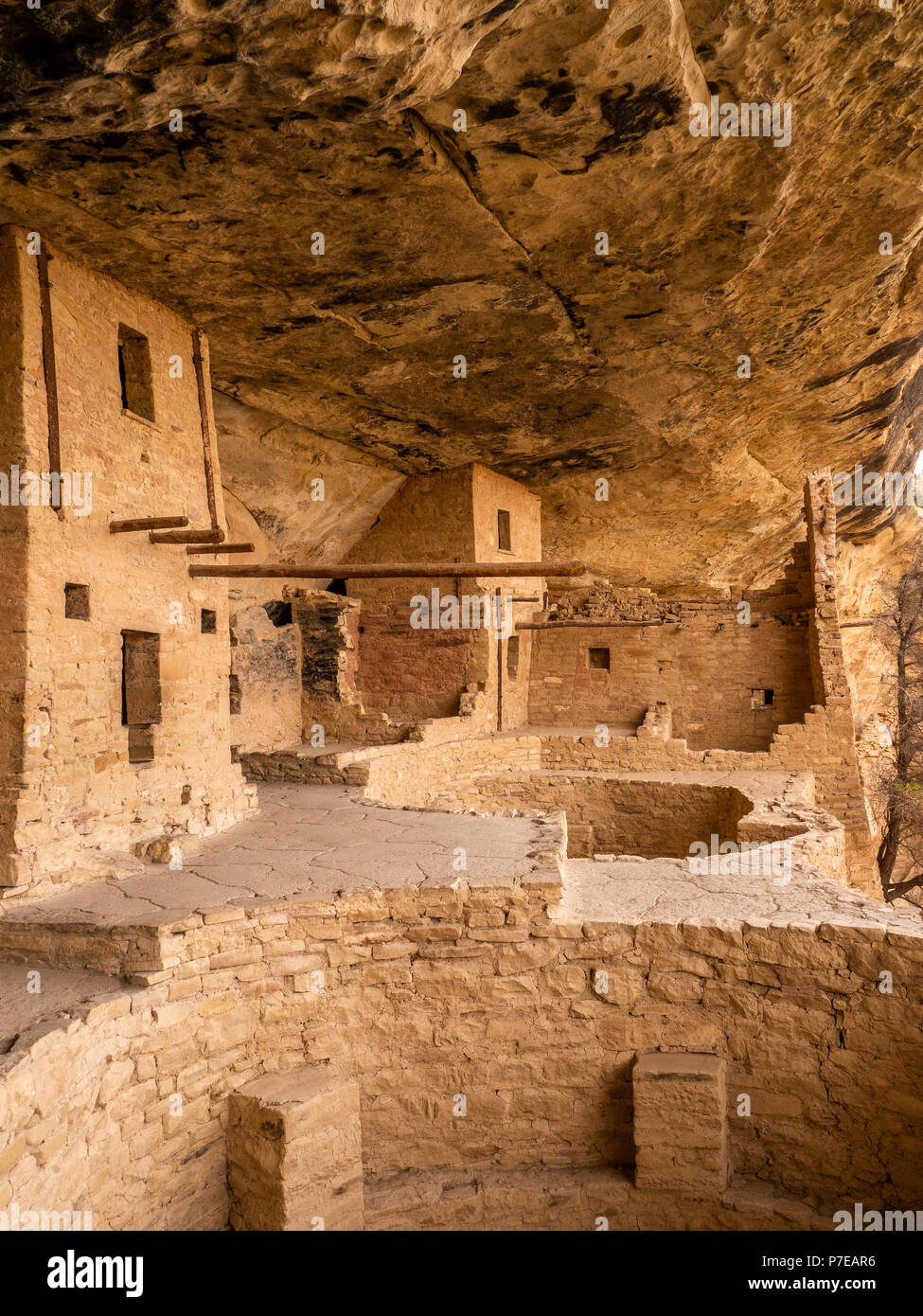 Balkon Haus Ruinen, Mesa Verde National Park, Colorado. Stockfoto