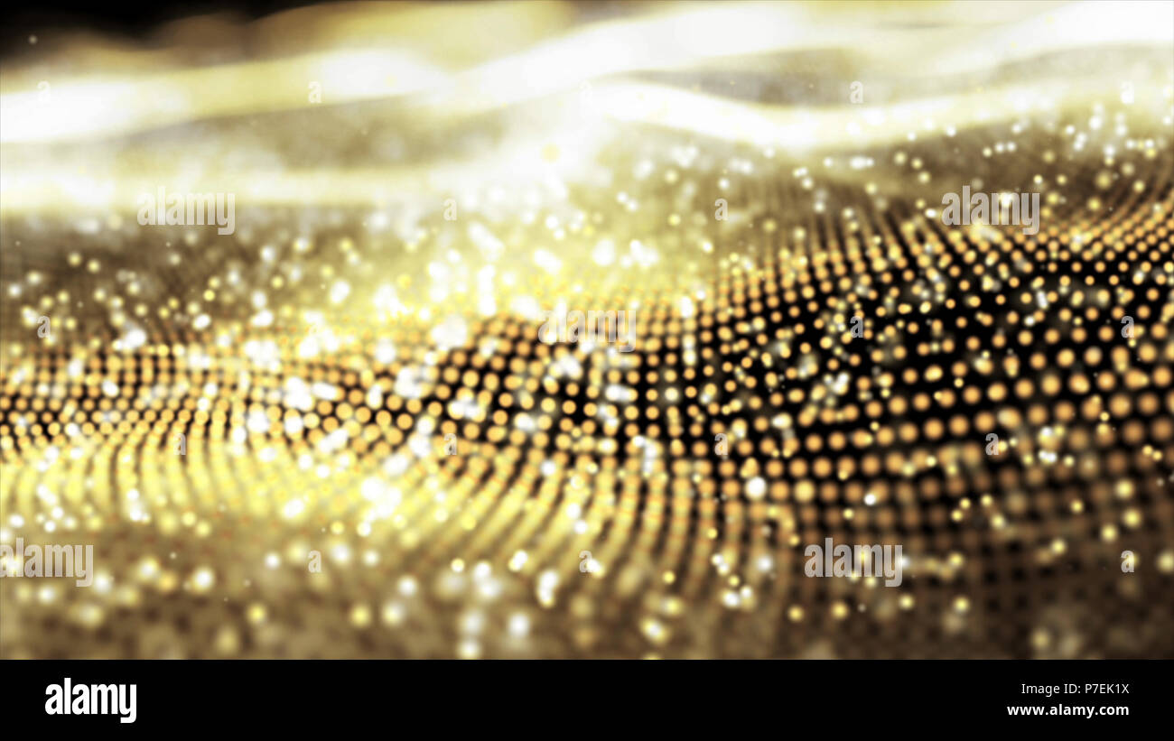 Abstract blur goldene Wellen und bokeh Hintergrund. Teilchen Hintergrund. Stockfoto