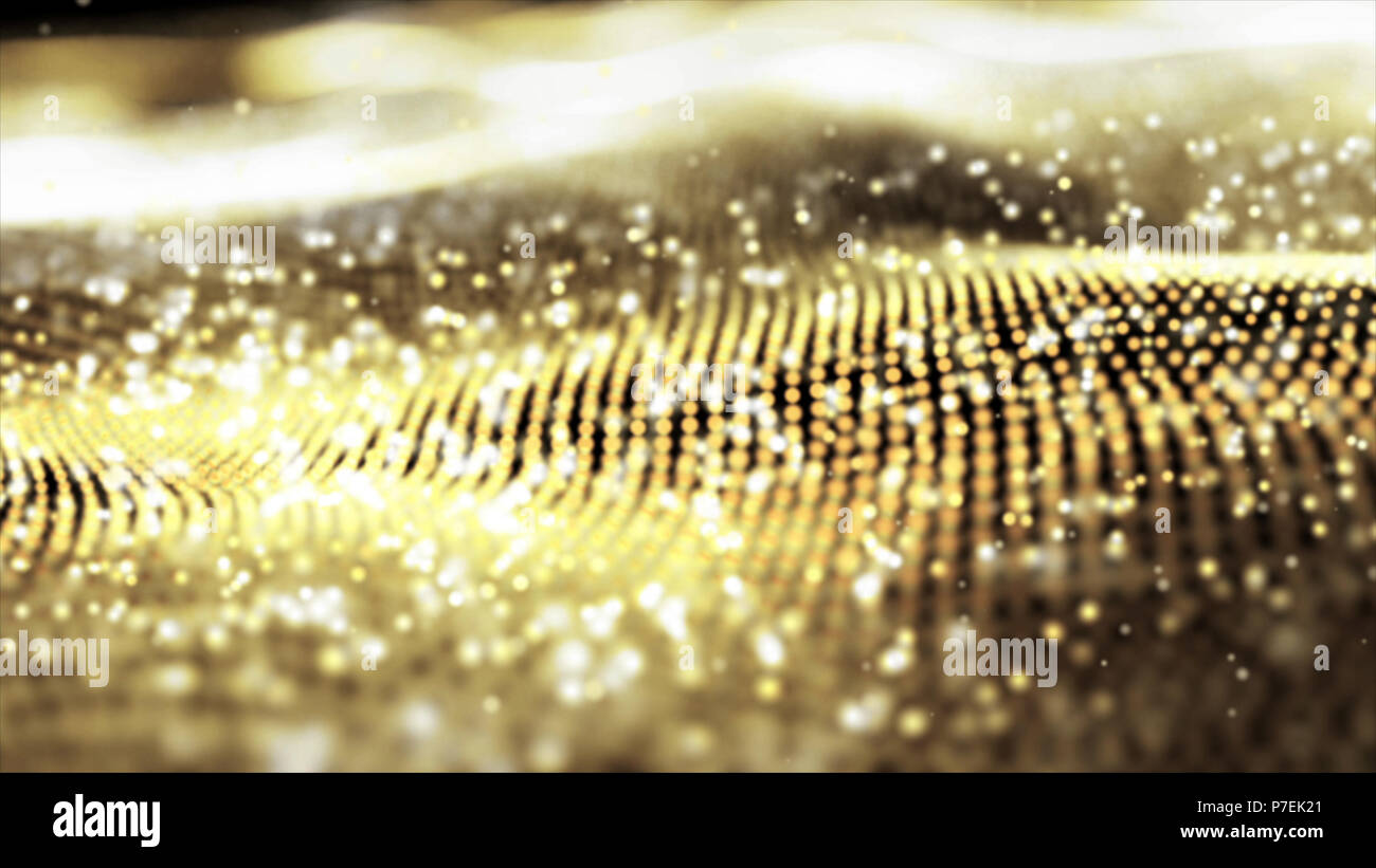 Abstract blur goldene Wellen und bokeh Hintergrund. Teilchen Hintergrund. Stockfoto