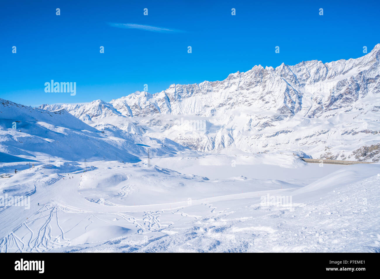 Ansicht der italienischen Alpen im Winter in der Region Aostatal von Nordwest-Italien. Stockfoto