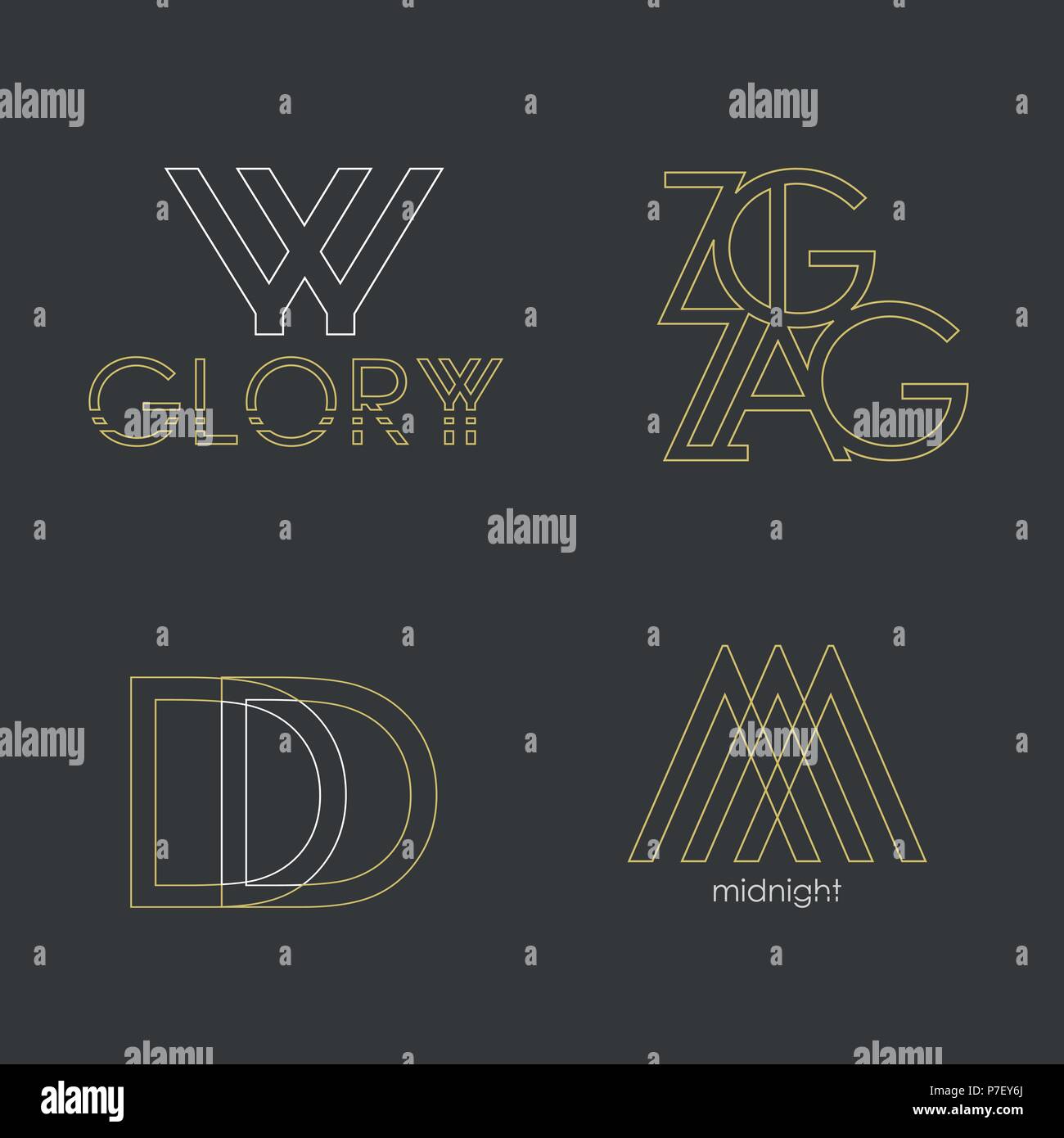 Satz 4 Vector Logos Abstrakte Buchstaben In Einer Linearen Stil Stock Vektorgrafik Alamy