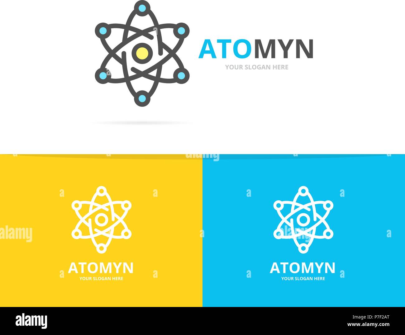 Einfache Atom und Molekül logo Vorlage. Symbol und Zeichen Vector Illustration Stock Vektor
