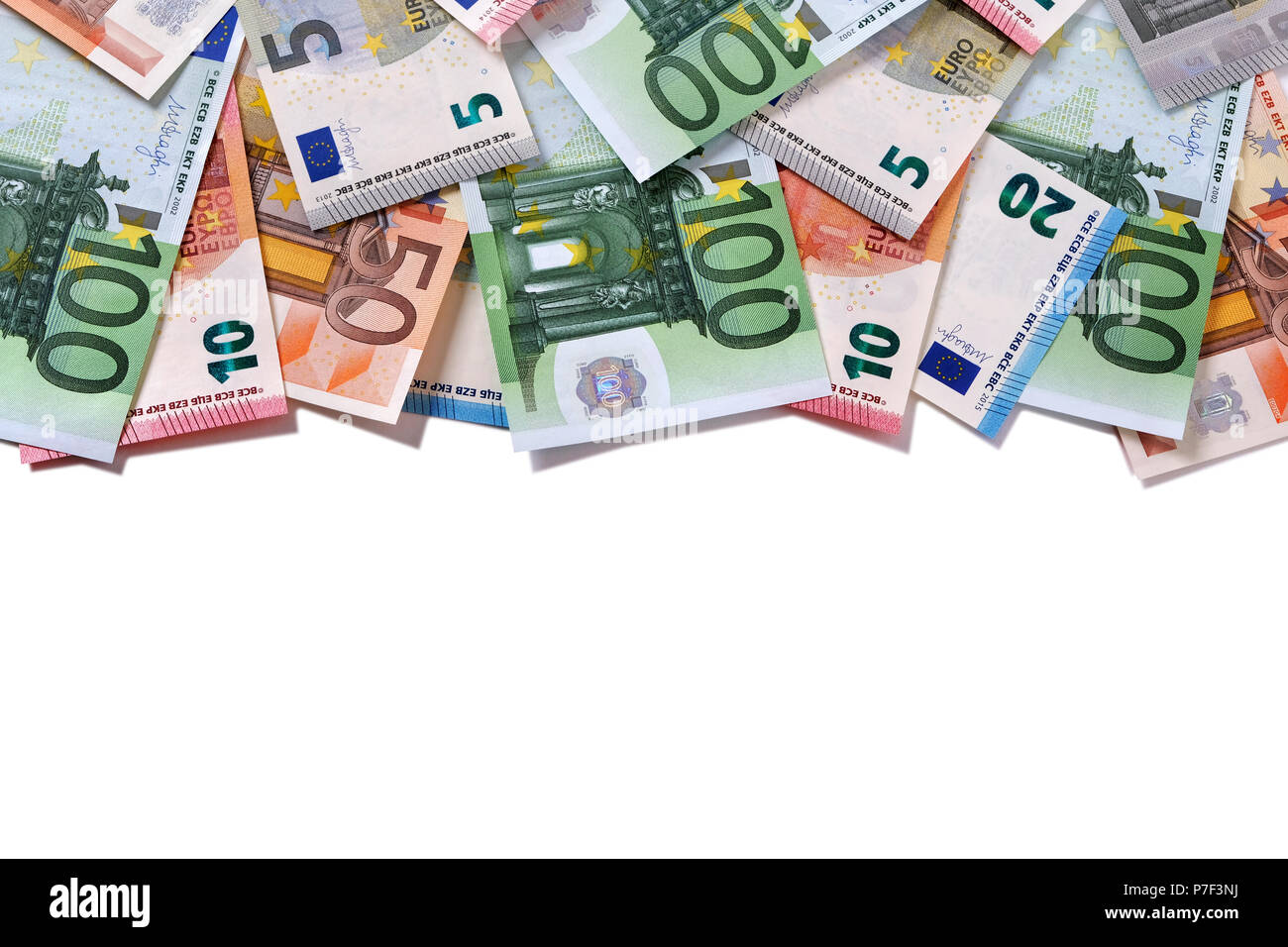 Oberer Rand Euro geld Notizen Stockfoto