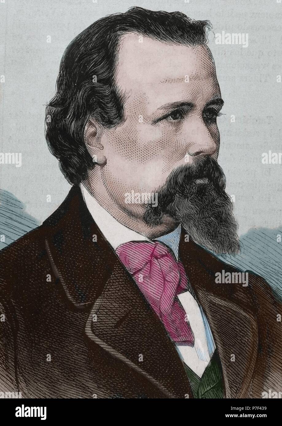 Vicente Palmaroli Gonzalez (1834-1896). Spanischer Maler. Porträt. Gravur. des 19. Jahrhunderts. Farbige. Stockfoto