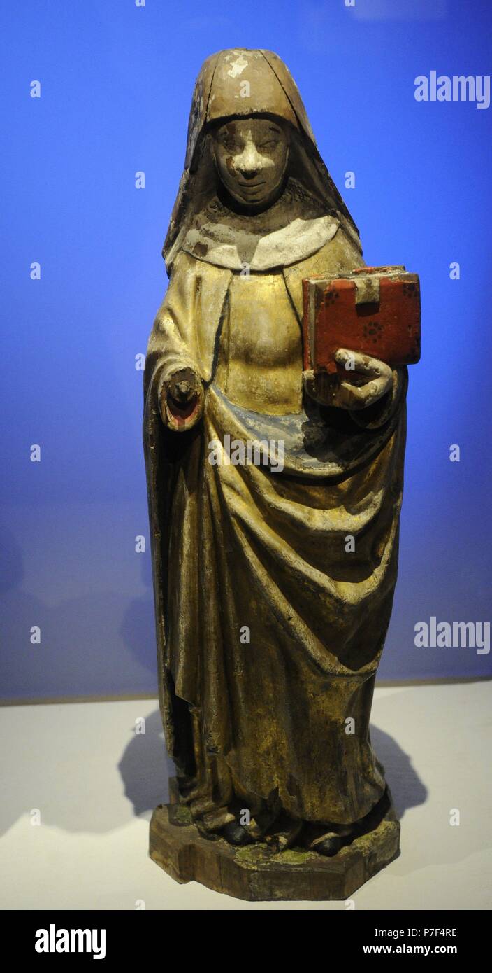 Heilige Birgitta von Schweden (1303-1373). Holzfigur. Herkunft unbekannt. Mittelalterlichen Museum. Stockholm. Schweden. Stockfoto