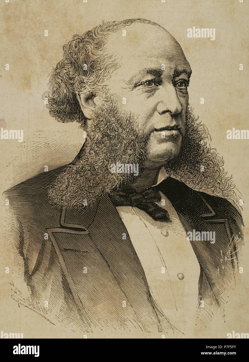 William Henry Vanderbilt (1821-1885). Amerikanischen Tycoon. Kupferstich von Arturo Carretero (1852-1903). Die spanischen und amerikanischen Illustration, 1886. Stockfoto