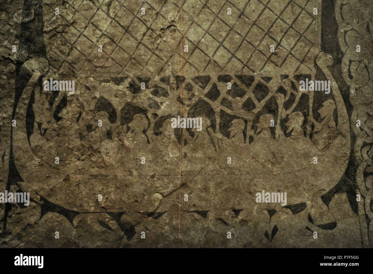 Tangelgarda Stein. Larbro, Gotland, Schweden. Untere Detail: Schiff. 7. Jahrhundert. Schwedische Geschichte Museum. Stockholm, Schweden. Stockfoto