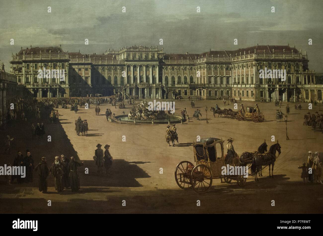 Bernardo Bellotto (1721-1780). Italienischer Maler. Blick von Schloss Schönbrunn. Die Außenfassade. 1759-61. Kunsthistorisches Museum (Kunst Geschichte Museum). Wien. Österreich. Stockfoto