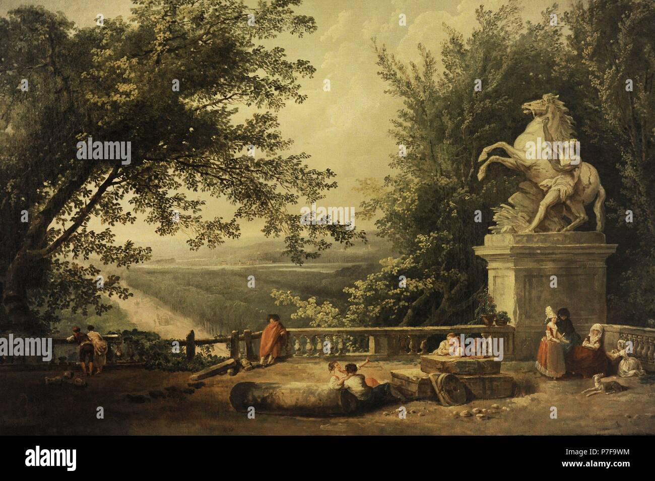 Hubert Robert (1733-1808). Französischer Maler. Ruinen auf der Terrasse im Park Marly, frühen 1780er Jahren. Die Eremitage. Sankt Petersburg. Russland. Stockfoto