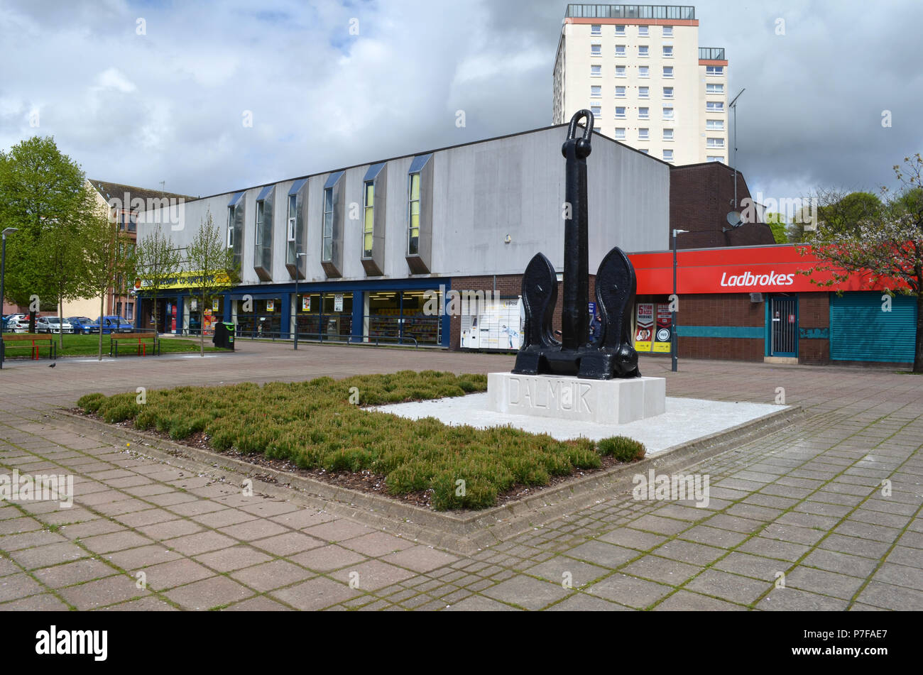 Anker an Dalmuir Square, Dalmuir, Clydebank, Schottland Stockfoto