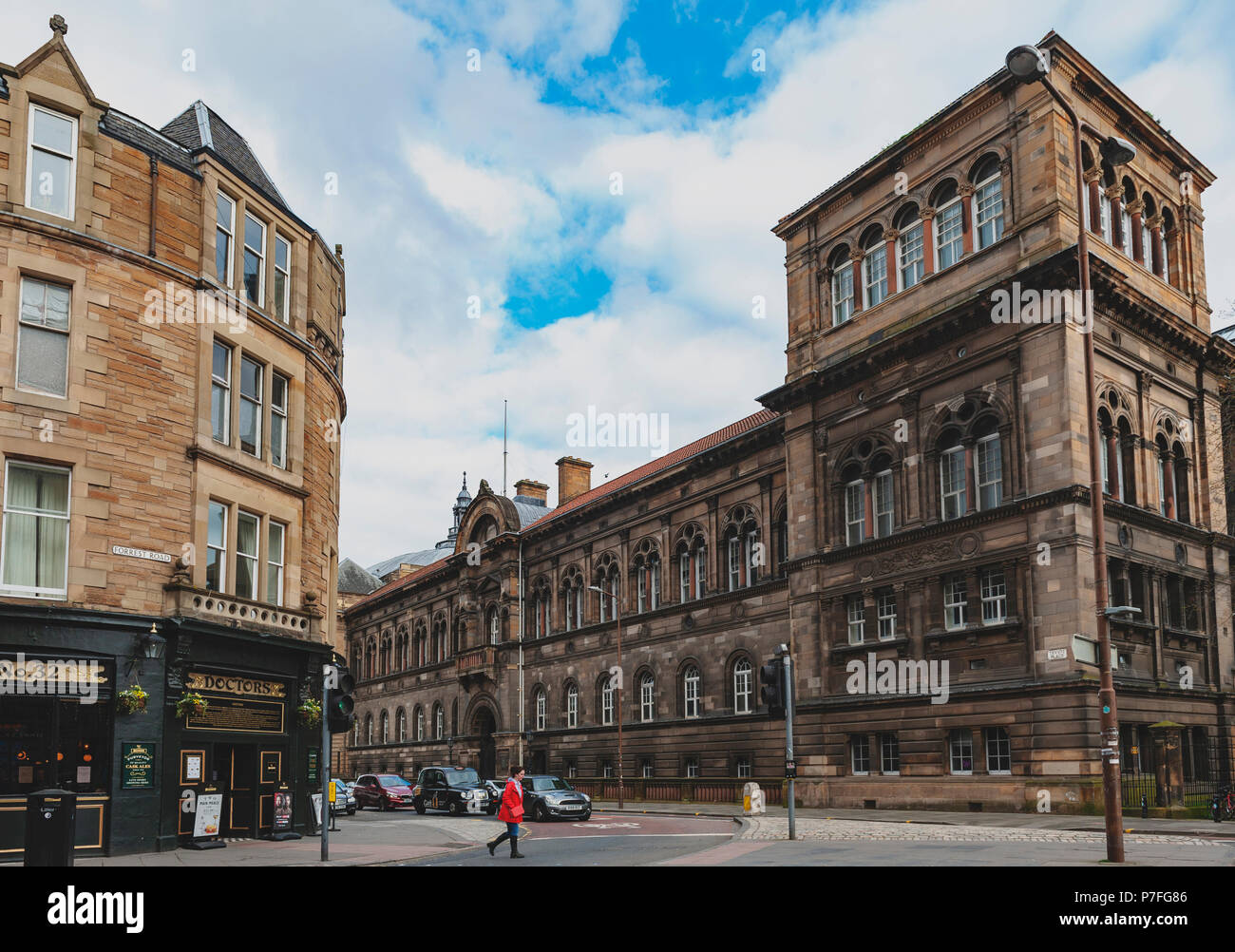 Gebäude außen an der Universität von Edinburgh an der Ecke von Forrest Road und Teviot Platz im Stadtzentrum von Edinburgh, Großbritannien Stockfoto