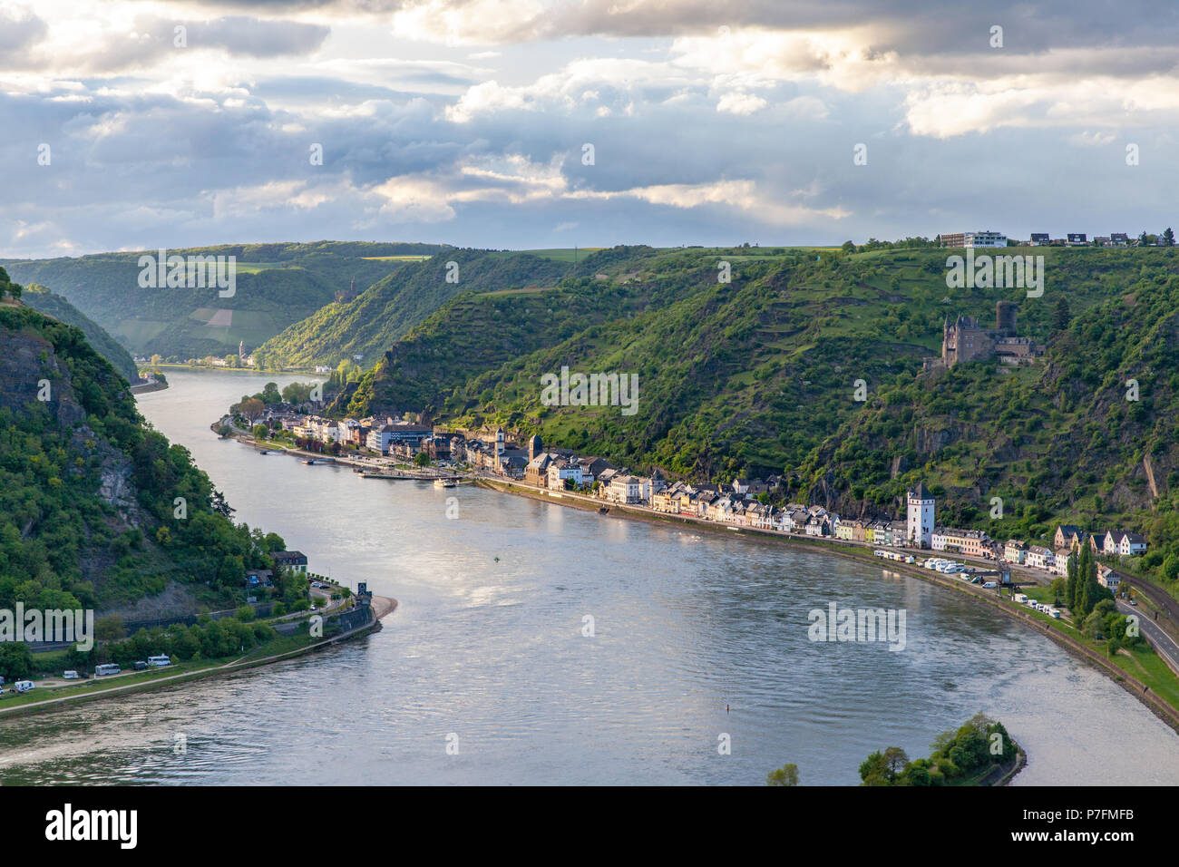 Rheintal Landschaft und Sankt Goarshausen Blick von der Loreley Travel Deutschland Stockfoto