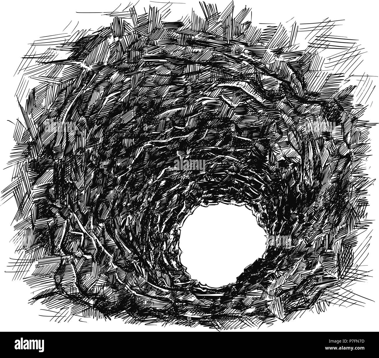 Vektor Künstlerische Zeichnung Abbildung: Cave Tunnel in Rock Stock Vektor