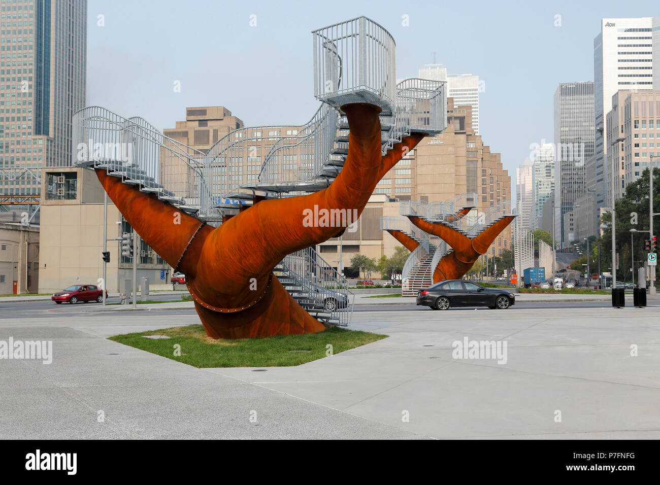 Stahlskulptur, Dendriten, die von Michel de Brion, Park Bonaventura, Montreal, Provinz Quebec, Kanada Stockfoto