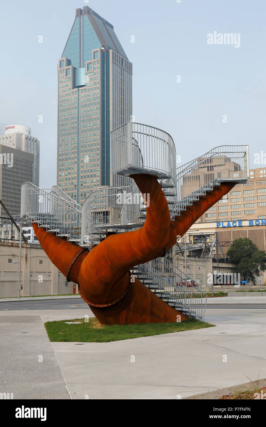 Stahlskulptur, Dendriten, die von Michel de Brion, Park Bonaventura, Montreal, Provinz Quebec, Kanada Stockfoto
