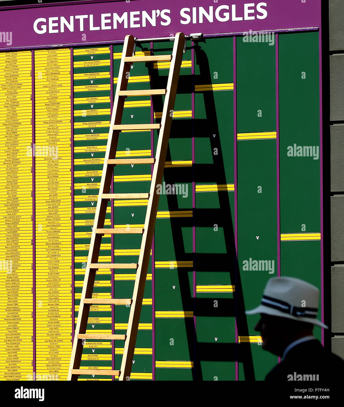 WIMBLEDON ANZEIGETAFEL, die Wimbledon Championships 2018, die Wimbledon Championships 2018 DIE ALL ENGLAND TENNIS CLUB, 2018 Stockfoto