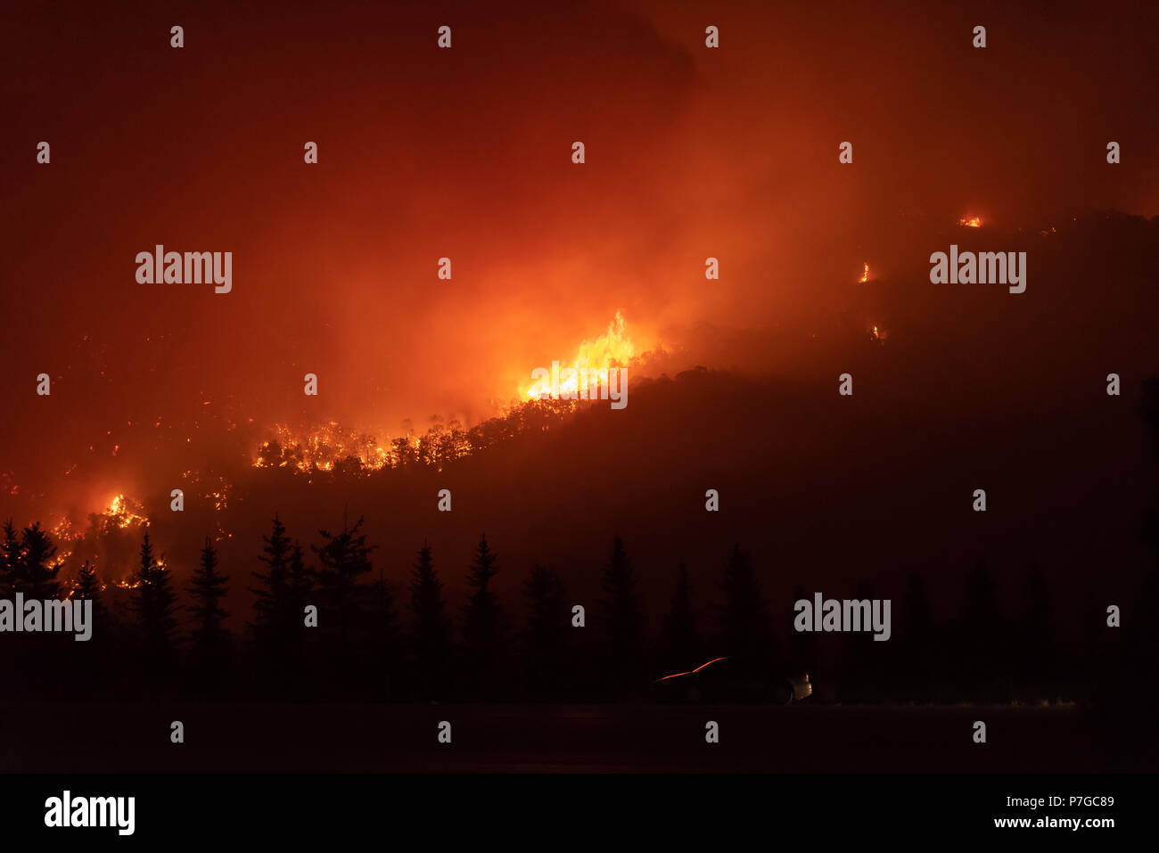 See Christine Brand in Brennen über 5000 Hektar in Colorado Stockfoto