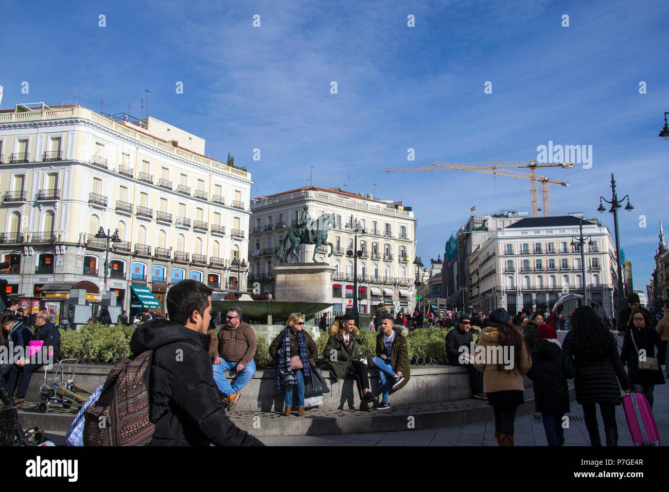 Puerta del Sol Plaza, Madrid, Spanien. Stockfoto