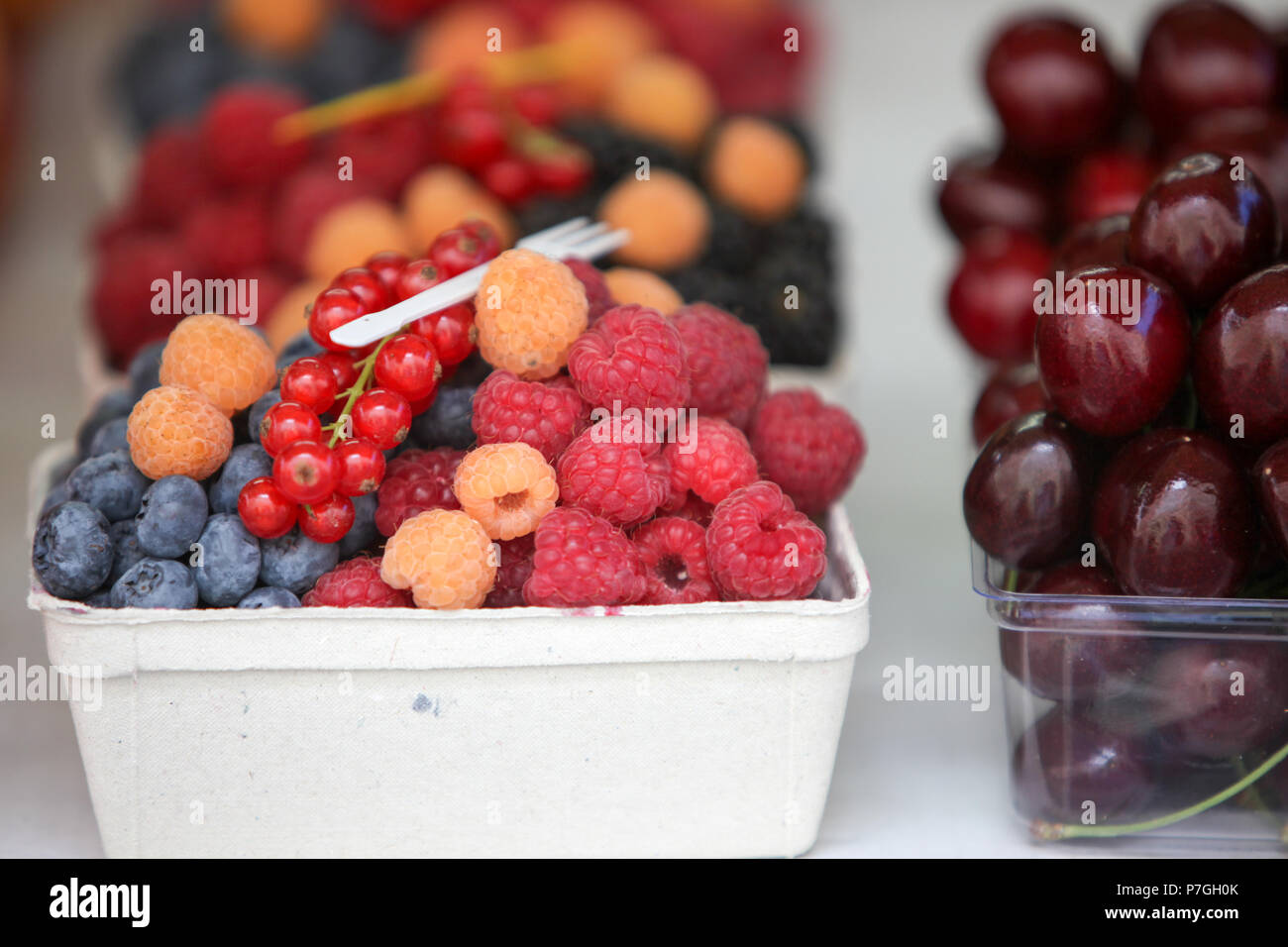 Beeren für den Verkauf auf dem offenen Markt Stockfoto