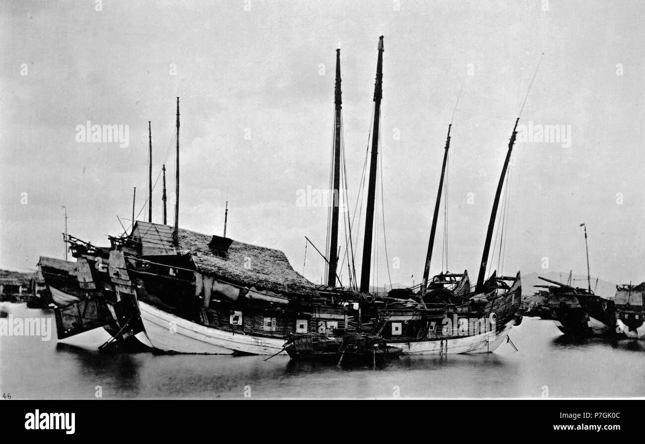 Englisch: Foto von John Thomson. Siehe Details unten auf den Link. Vor 1898 293 alte Dschunken Stockfoto
