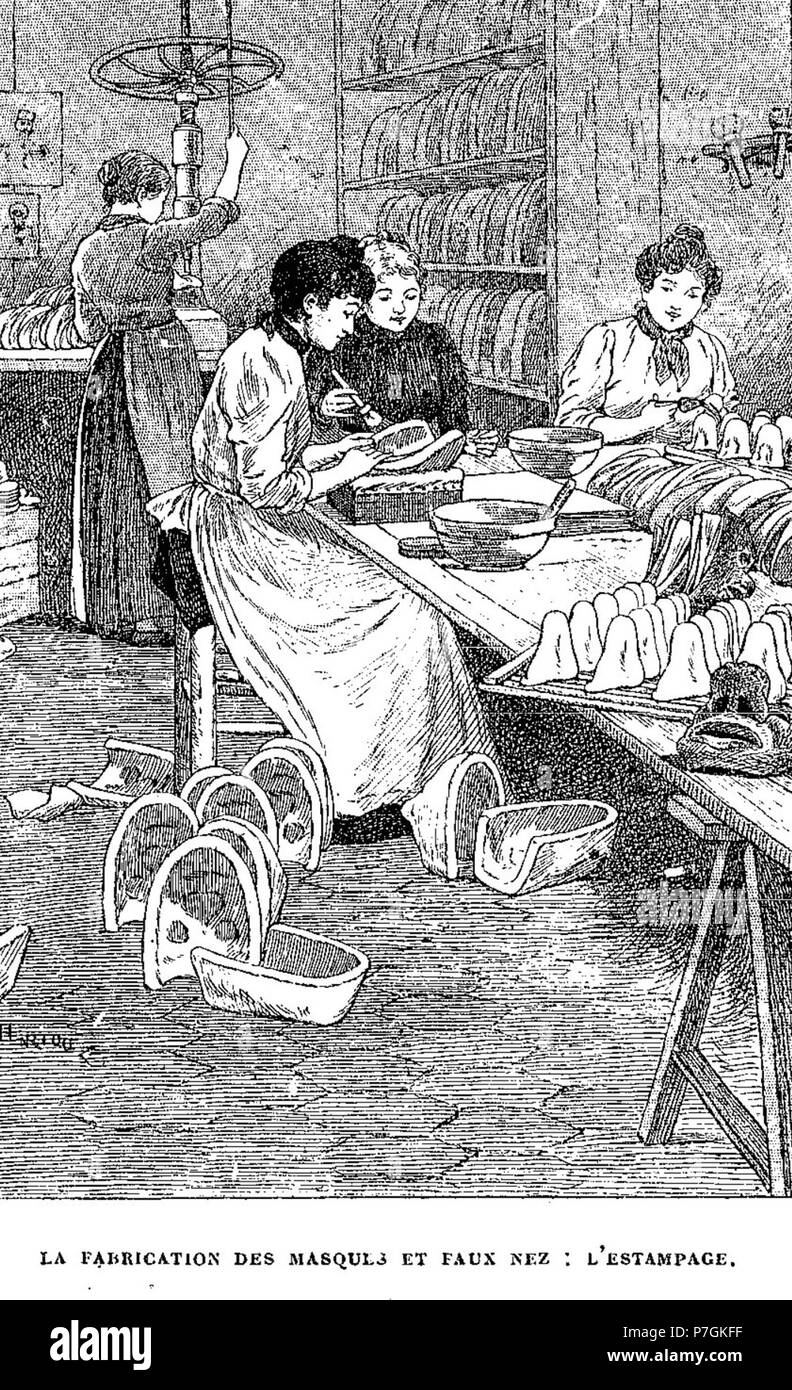 Englisch: Illustration von Fêtes et coutumes Populaires von Charles Le Goffic. 1911 238 La fabrication de Masken et Faux-nez-l'estampage Stockfoto