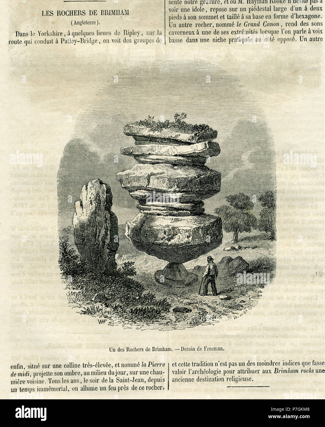 Von Le Magasin Pittoresque, 1853. 1853 55 Brinham Felsen Stockfoto