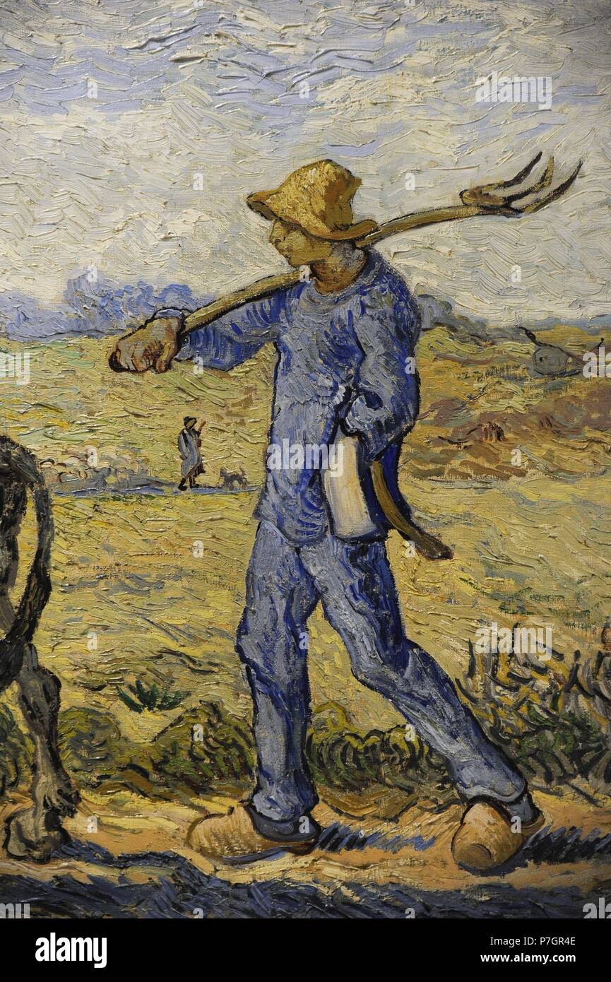 Vincent Van Gogh (1853-1890). Niederländische Post-Impressionisten Maler. Vormittag: Ausgehen zu arbeiten (nach Millet), 1890. Detail. Öl auf Leinwand. Die Eremitage. Sankt Petersburg. Russland. Stockfoto