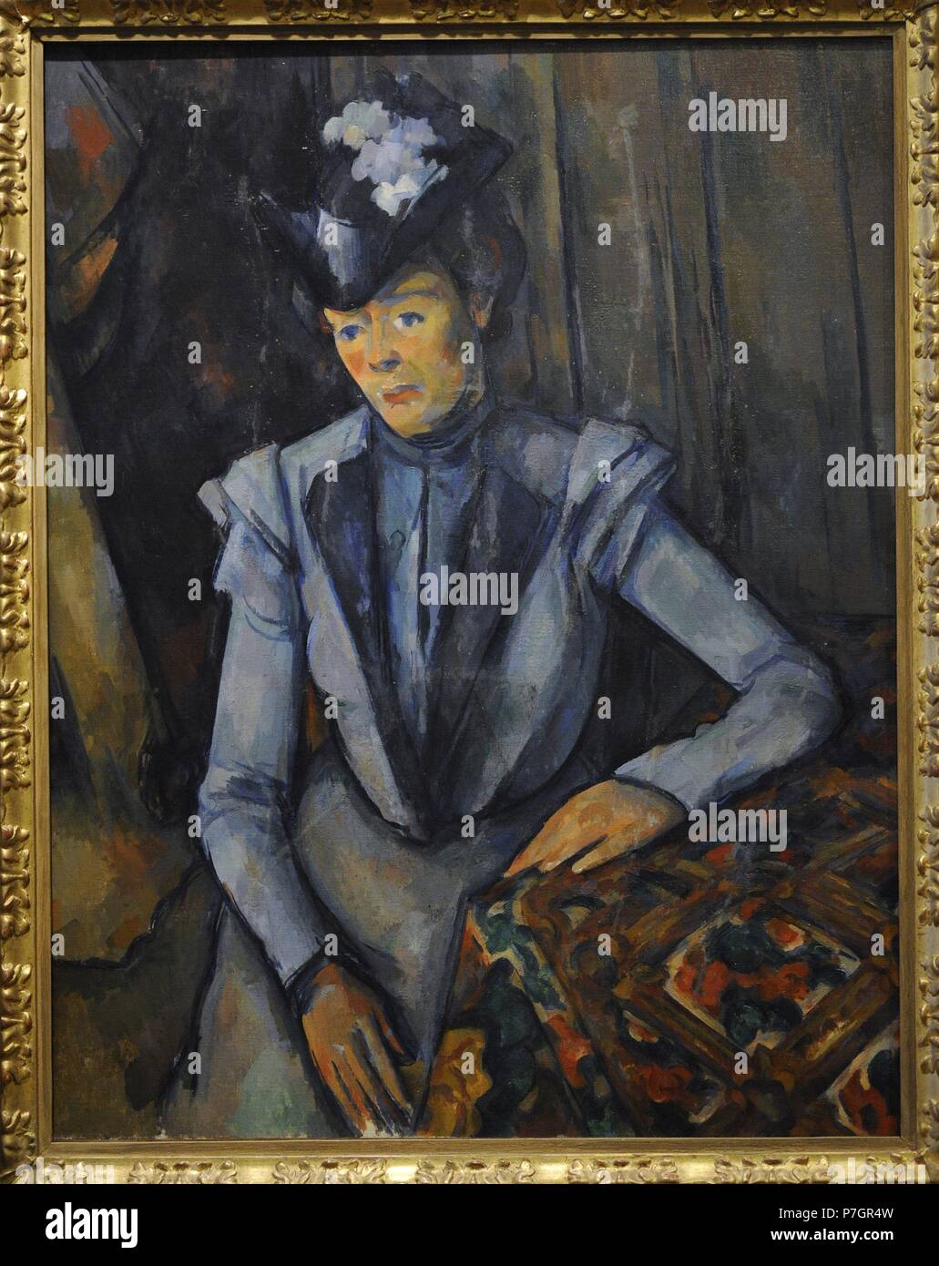 Paul Ce zanne (1839-1906). Französische Maler. Dame in blau. Ca. 1900. Öl auf Leinwand. Die Eremitage. Sankt Petersburg. Russland. Stockfoto