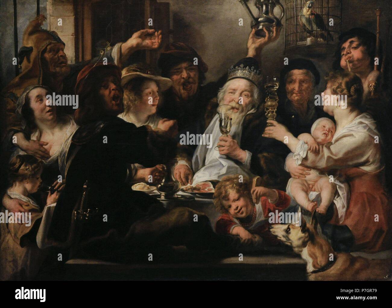 Jacob Jordaens (1593-1678). Flämischer Maler. Die Bean-König, 1638. Öl auf Leinwand. Die Eremitage. Sankt Petersburg. Russland. Stockfoto