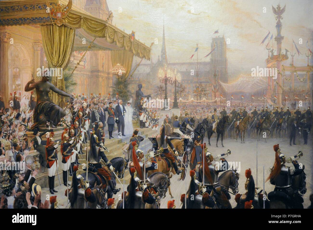 Georges Becker (1845-1909). Französischer Maler. Feierliche Aufnahme von Nikolaus II. in Paris, ca. 1896-1897. Öl auf Leinwand. Die Eremitage. Sankt Petersburg. Russland. Stockfoto