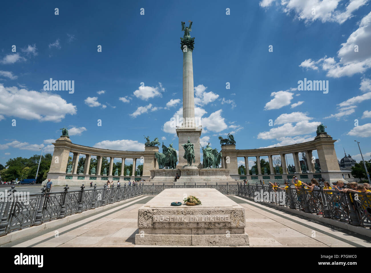 Das Denkmal des Tausendjährigen Reiches auf dem Heldenplatz in Budapest, Ungarn Stockfoto