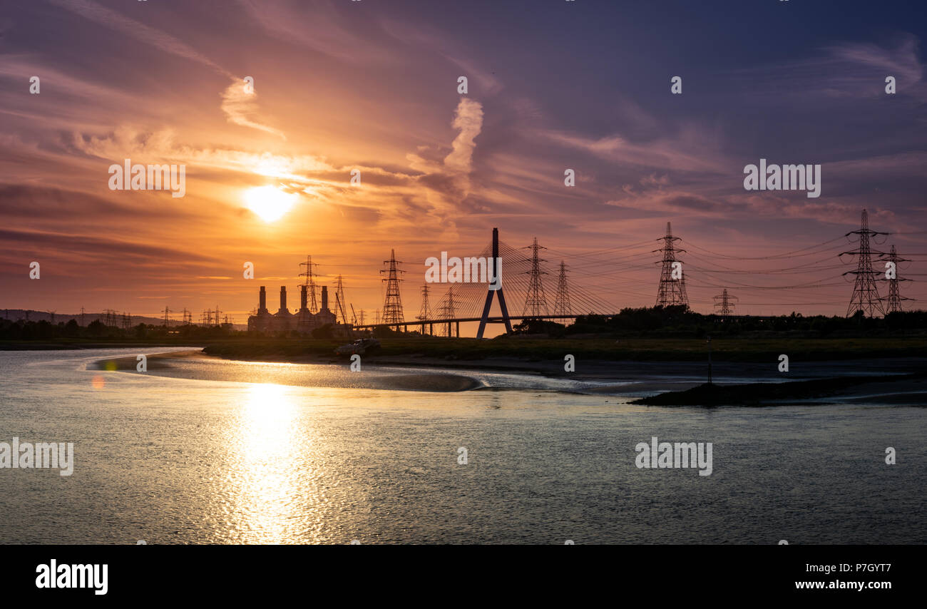 Connah's Quay bei Sonnenuntergang Stockfoto