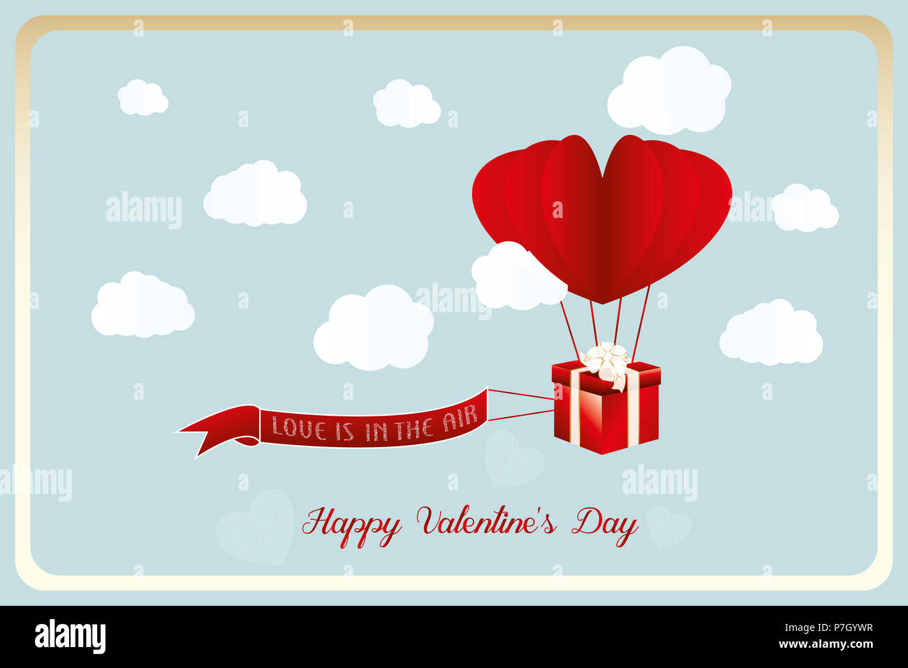 Herz Luftballon mit fliegenden Geschenk zum Valentinstag und Flying