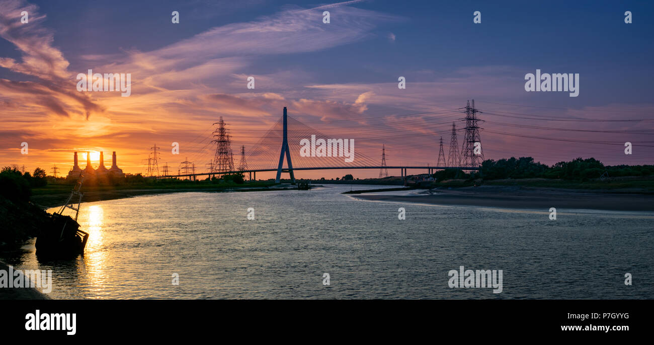 Connah's Quay bei Sonnenuntergang Stockfoto