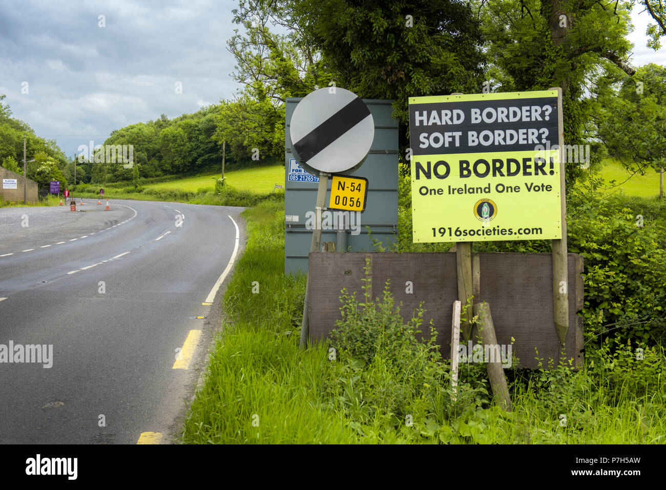 Europäische Grenze zwischen der Republik Irland und Nordirland, die eine harte Grenze werden könnte nach dem Brexite Stockfoto