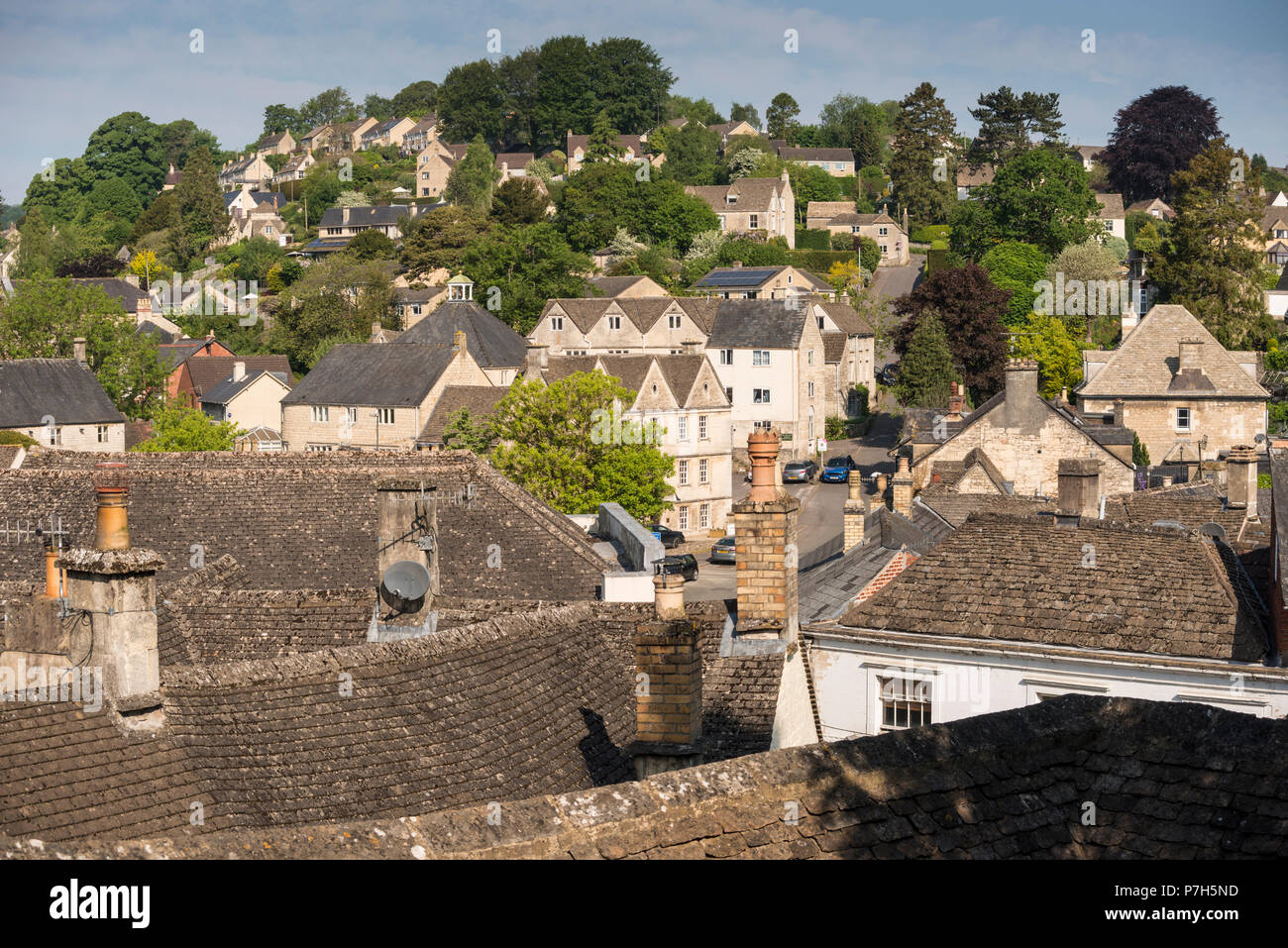 Anzeigen von Cotswold town Nailsworth, Gloucestershire, VEREINIGTES KÖNIGREICH Stockfoto