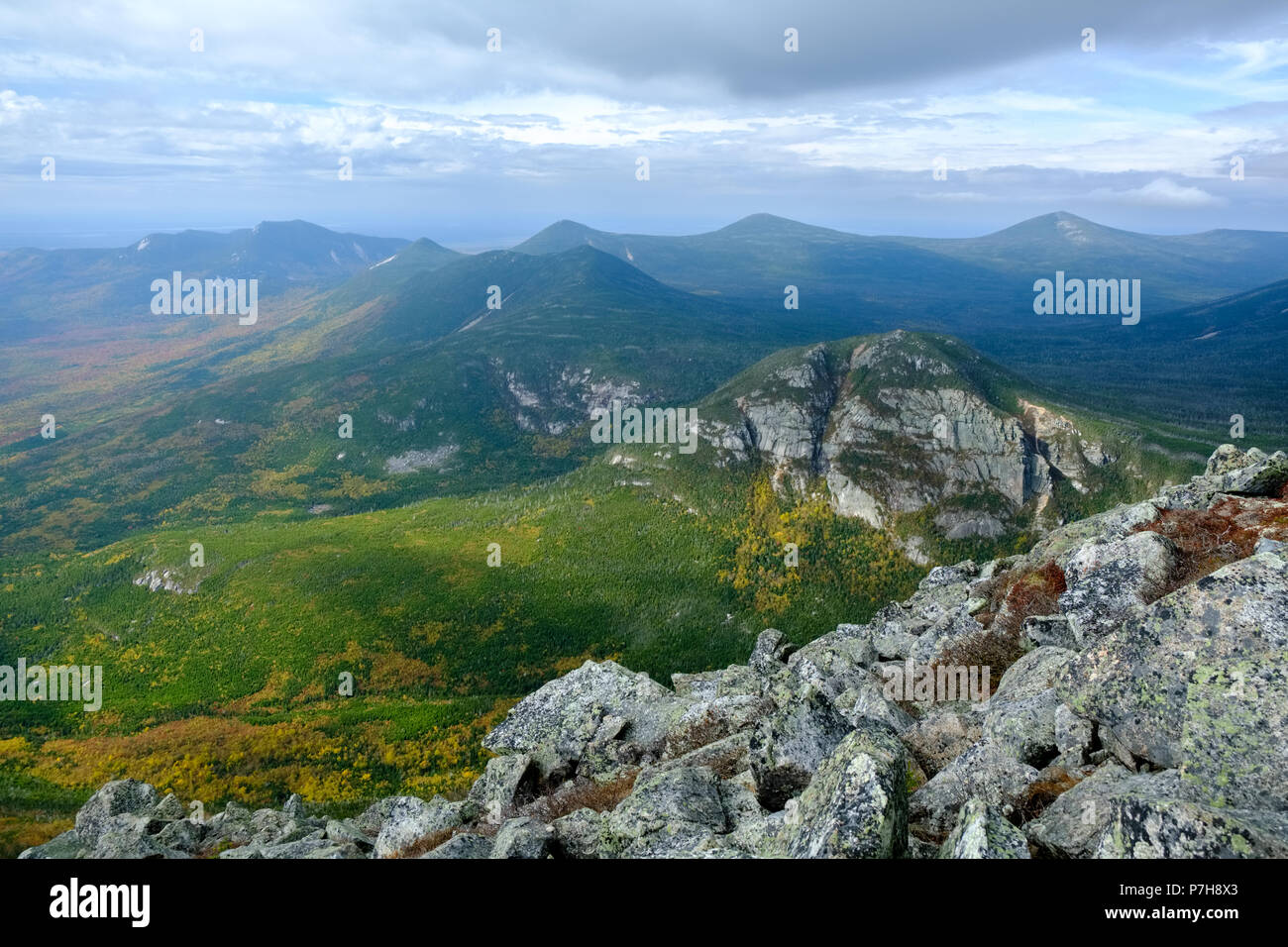 Ein Blick von der Jagd Trail, Mount Katahdin, Baxter State Park, Maine Stockfoto