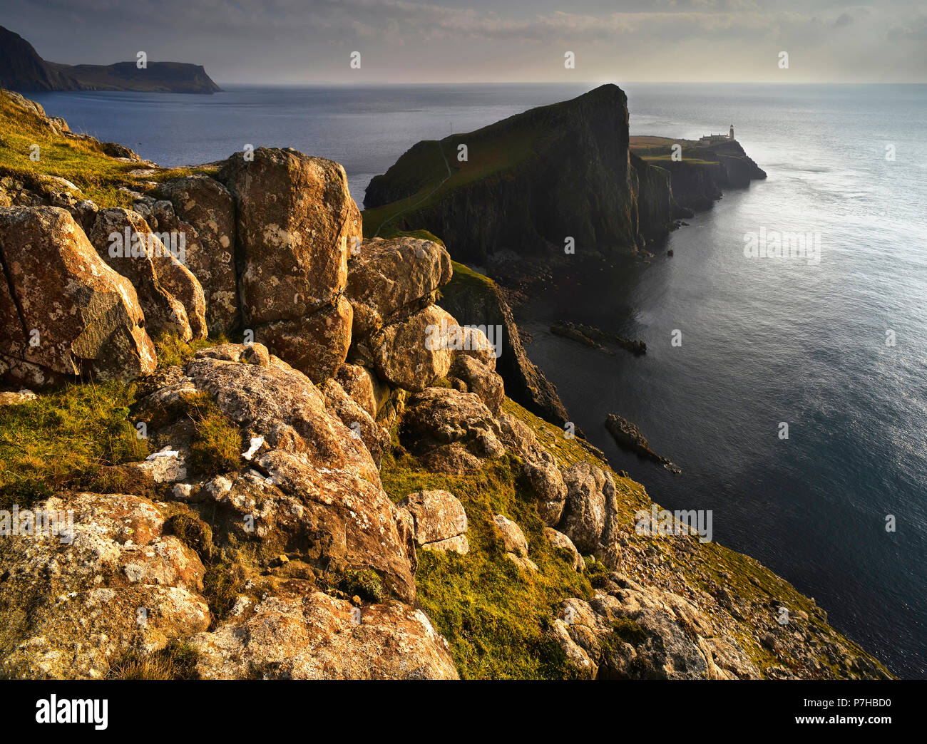 Neist Point bei Sonnenuntergang, die Isle of Skye Stockfoto
