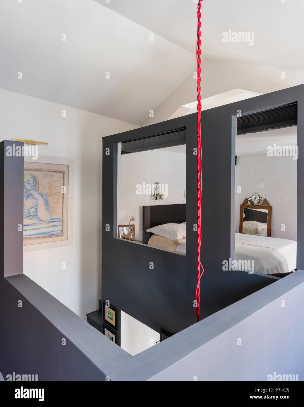 Im Schlafbereich im Loft - wie moderne Apartment Boxed Stockfoto