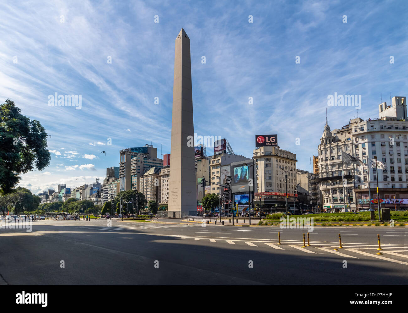 Buenos Aires Obelisk an der Plaza de La Republica - Buenos Aires, Argentinien Stockfoto