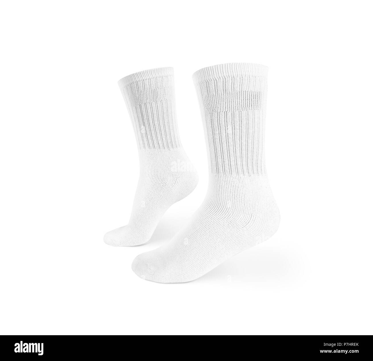 Leere weiße Socken design Mockup, isoliert, freistellungspfaden. Paar sport  crew Baumwolle Socken mock up. Lange klar Soft sock stand Präsentation.  Männer Aalen Stockfotografie - Alamy