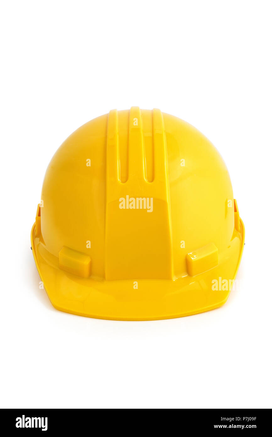 Gelb Sicherheit hard hat. Auf weissem Hintergrund. Stockfoto