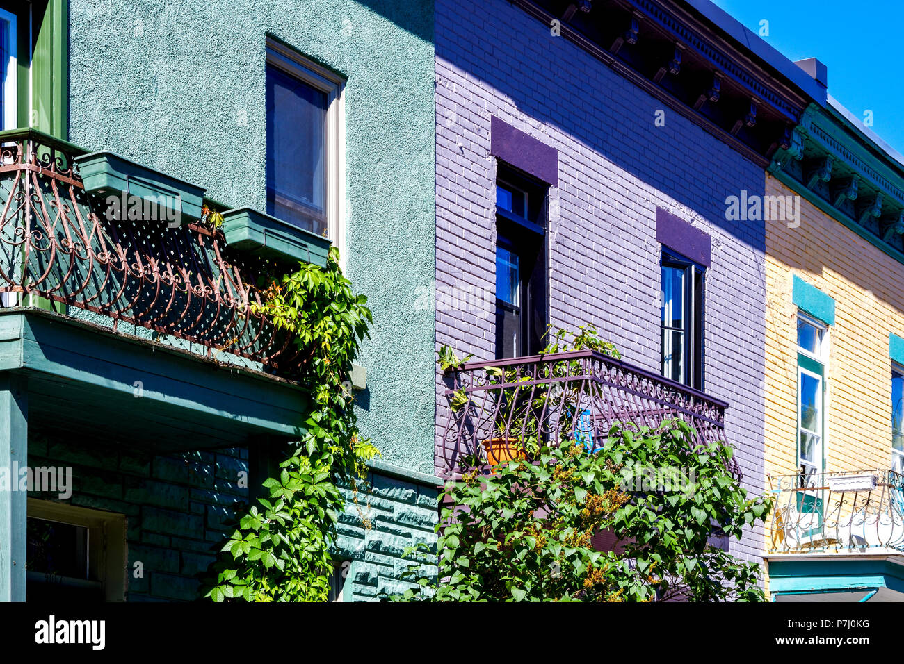 Montreal bunte Häuser Stockfoto