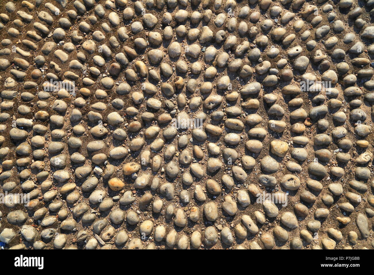 Detail der runde Round pebble Bodenbeläge Outdoor Stockfoto