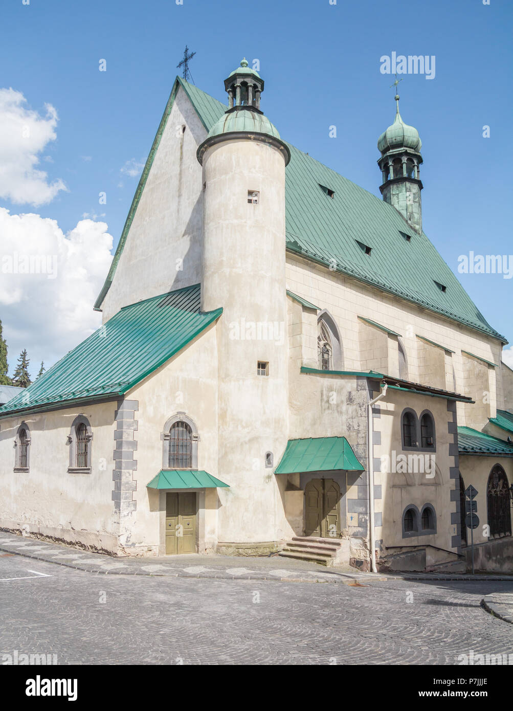 Kirche in Banska Stiavnica Stockfoto