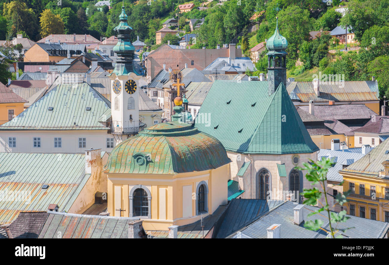 Banska Stiavnica Dächer der Stadt Stockfoto