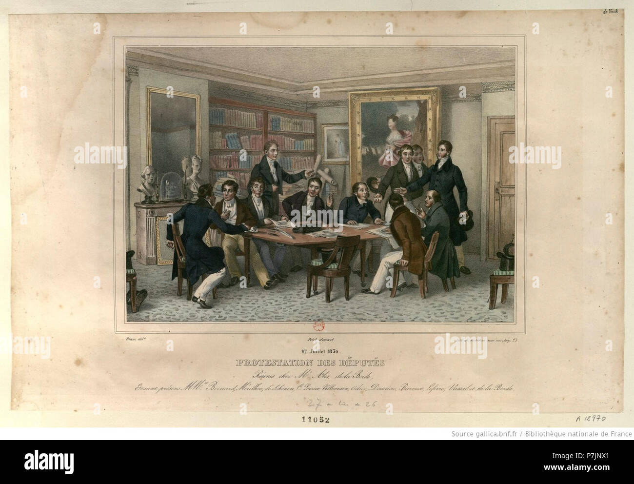 26 juillet 1830. Protestierung des Députés Réunis chez Herrn Alex.de la Borde. Stockfoto