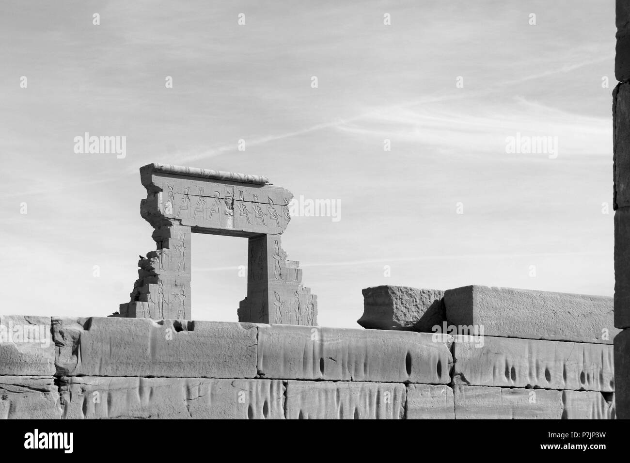 TEMPLO DE DENDERA, DEDICADO A LA DIOSA HATHOR: MAMMISI DE NECTANEBO I. Stockfoto